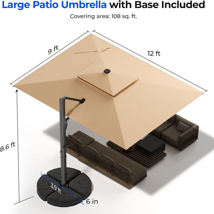 Rectangular Patio Umbrella with Base Included