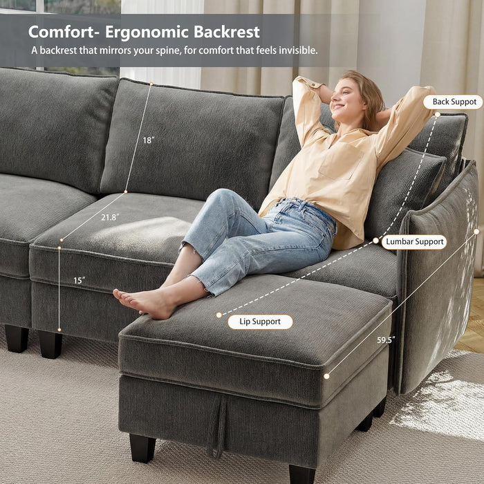 Charcoal Grey Luxurious Modular U Shaped Sectional