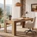 63-Inch Office Desk, Modern Executive Desk with Large Tabletop, Wooden Computer Desk, Long Workstation for Home Office, Light Brown