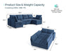 Modular Couches and Sofas Sectional with Storage, 6 Seat Sectional Sofa for Living Room, U Shaped Sectional Couch with Reversible Chaises, Blue