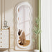 Full Length Mirror, 63"X24" Wavy Floor Mirror, Arched Standing Mirrors Full Length, Cloud Shaped Flannel Wall Mirror, Dressing Body Mirrors Hanging or Leaning against Wall for Bedroom (White)