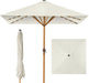 9Ft Deep Square Solar Powered LED Lighted Patio Umbrella W/Woodgrain Pattern, Uv-Resistant Fabric, Hand Crank - Ivory
