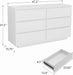 White 6 Drawer Dresser with Led Light and Charging Station for Bedroom