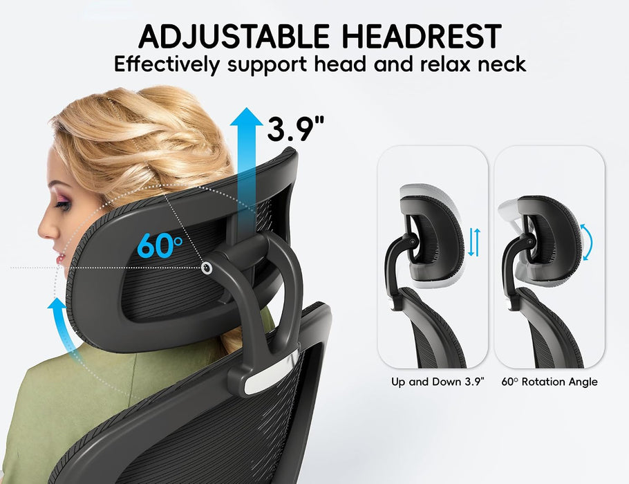 Office Chair - Ergonomic Desk Chair with Headrest Support for Adults