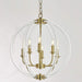 Six Globular Pendant Chandelier Acrylic Brass Finish
