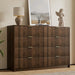 Walnut Dresser for Bedroom, Modern Dresser with 8 Drawers and Smooth Slides, Wide Chest of Drawers with Golden Handles for Bedroom, Closet, 15.7" D X 55" W X 37.4" H