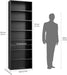 82 Inch Tall Freestanding Black Bookshelf StorageUnit