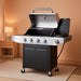4-Burner Propane Gas BBQ Grill with Side Burner, 46,500 BTU Output Stainless Steel Barbecue Grill with Enameled Cast Iron Grates and Side Tables for Outdoor Cooking Kitchen and Patio Backyard