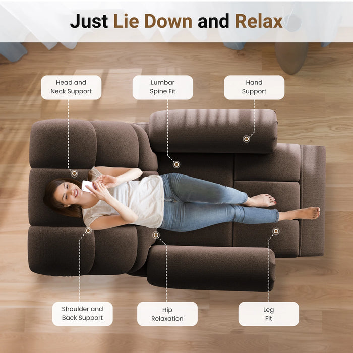 Power Recliner Chair,Electric Recline Sofa Chair for Adults with USB Port,Comfy Teddy Fleece Adjustable Cloud Sofa,Tool-Free Setup,Coffee Brown