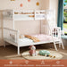 Convertible Twin over Full Bunk Bed for Kids Children Teens Adults, Solid Wood Bunk Bed Frame with Ladder and Guard Rail Space Saving Beds Frames for Bedroom (Mattress Not Included)