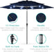 Best Choice Products 10Ft 3-Tier Solar Patio Umbrella, Outdoor Market Sun Shade for Backyard, Deck, Poolside W/ 24 LED Lights, Tilt Adjustment, Easy Crank, 8 Ribs - Navy Blue