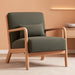 Mid Century Modern Accent Chair with Wood Frame, Upholstered Living Room Chairs with Waist Cushion, Reading Armchair for Bedroom Sunroom (Green)