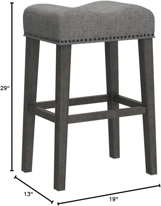 Coco Upholstered Backless Saddle Seat Bar Stools 29" Height Set of 2, Gray