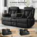Loveseat Recliner Sofa, RV Recliner Couch, Manual Reclining Loveseat with Console for Living Room, Home Theater Seating with AC/USB C/USB and Drawer (Black, Loveseat with Console)