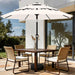 9Ft 3-Tier Patio Umbrellas, Outdoor Umbrella with 8 Sturdy Ribs UV Protection Windproof, Market Table Umbrella W/Push Button Tilt & Crank for Pool, Porch, Deck, Garden(Cream White)