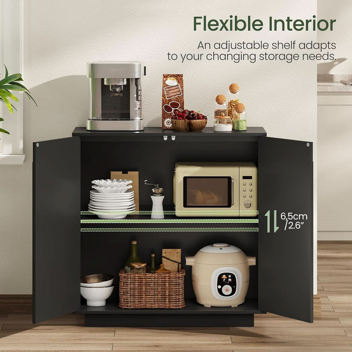 Buffet Cabinet, Sideboard Buffet Cabinet with Storage, Coffee Bar Cabinet, Push-To-Open Doors & Adjustable Internal Shelf, Buffet Table for Kitchen, Dining Room, Black MCB01BB