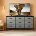 Dresser TV Stand with Drawers, Media Console Table for 60 '', TV Console with 9 Drawers for Bedroom, Entertainment Center with Sturdy Metal Frame & Wood Top, Living Room, Hallway, Grey