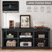 Farmhouse TV Stand with Cord Management for 75/80 Inch TV, Entertainment Center with Adjustable Shelf & Open Storage, 70" TV Console Table for Living Room (Black)