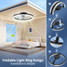 Ceiling Fan with Light, 20" Modern Low Profile Foldable Ceiling Fans with 6 Wind Speeds, Dimmable Smart Ceiling Fan Light with Remote for Bedroom, Kids Room and Living Room (Black)