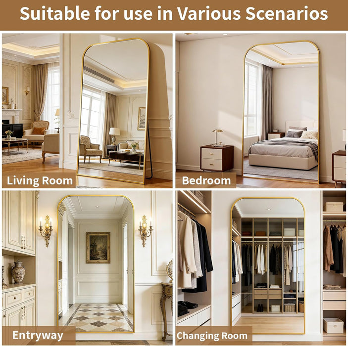 Oversized Full Length Mirror 76"X34" Arched Floor Standing Mirror