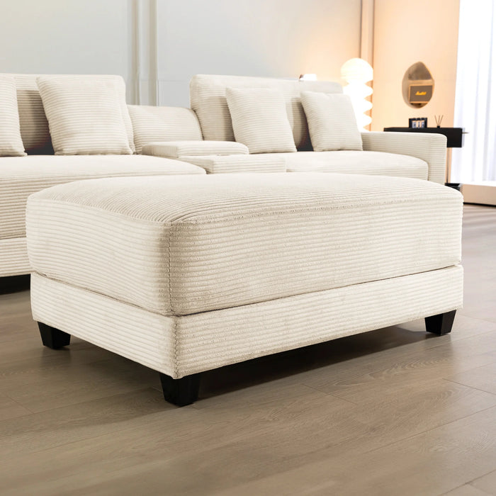 Corduroy Ottoman for Sectional Sofa, Beige