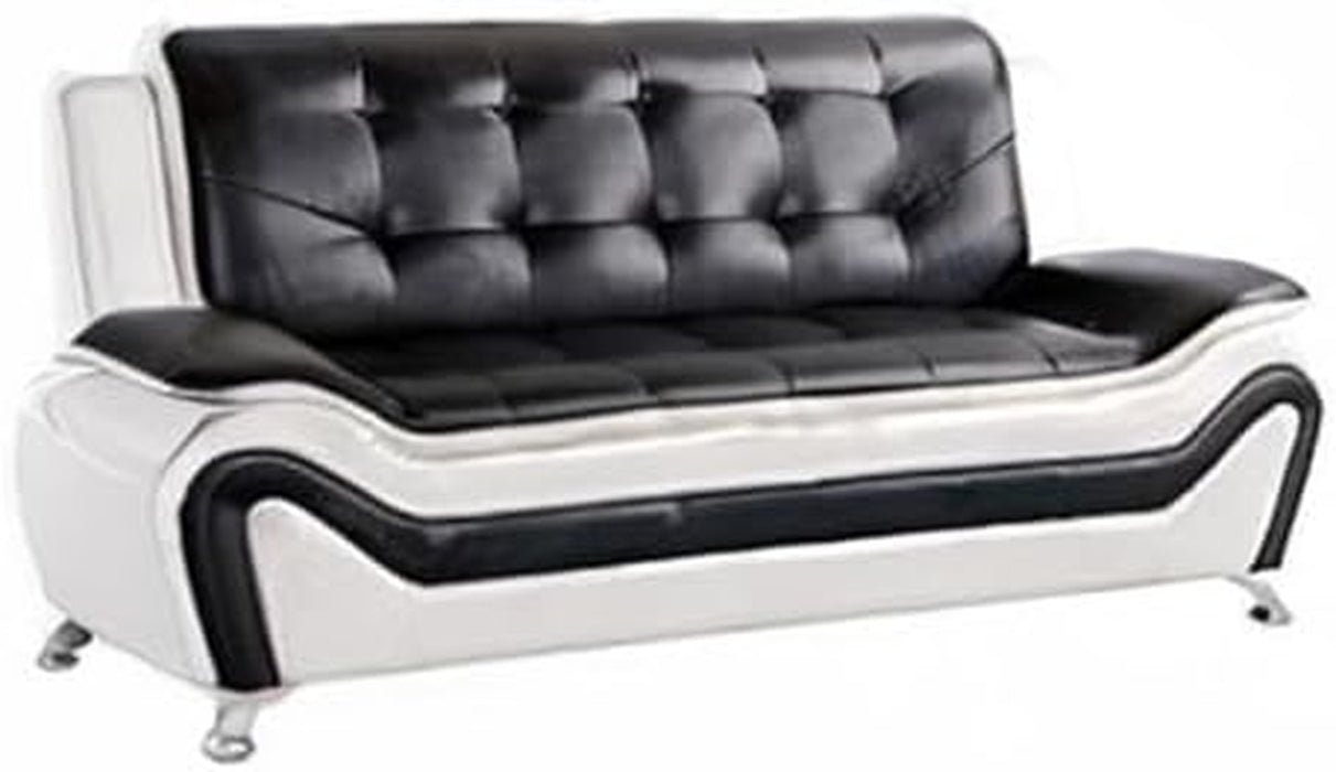 3 Piece Aldo Modern Sofa Set, Black/White