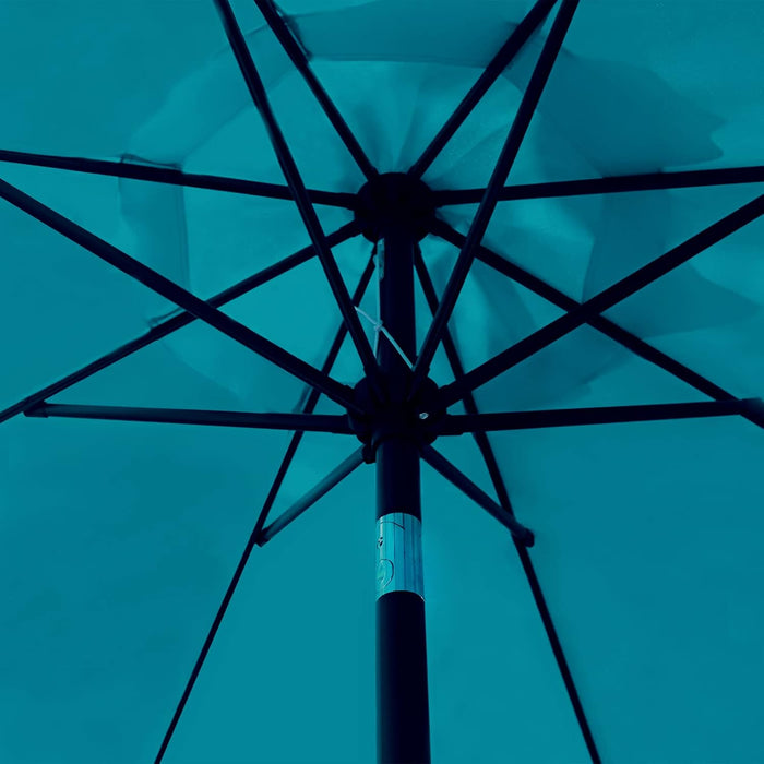 9' Patio Umbrella Outdoor Table Umbrella with 8 Ribs Teal Blue