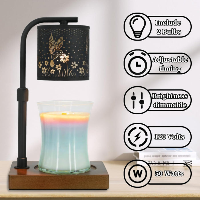 Candle Warmer Lamp Timer - Birthday Gifts for Women Mom, House Warming Gifts New Home Decor, Modern Farmhouse Decor, Hummingbirds Candle Warmer for All Jar Candles with 2 Bulb