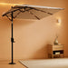 9 Ft Small Half round Solar Powered Wall Outdoor Market Patio Umbrella with LED Lights and Tilt for Garden, Deck, Balcony