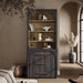72" Tall Arched Storage Cabinet with Hutch, Bookcase with Open Shelves
