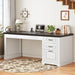 Office Desk with 3 Drawers, 55" Executive Computer Desk with Storage Drawers, Farmhouse Desk with Power Outlet for Home Office, White