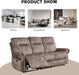Manual Recliner 3 Seat Sofa Couch, Soft Fabric 3 Seater Reclining Couch Chair, Vintage Rivet Mid-Century Design Furniture for Living Room, Meeting Room, Brown