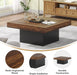 Coffee Table Square LED Coffee Table Engineered Wood Low Center Cocktail Tables for Living Room (Rustic Brown+Black)