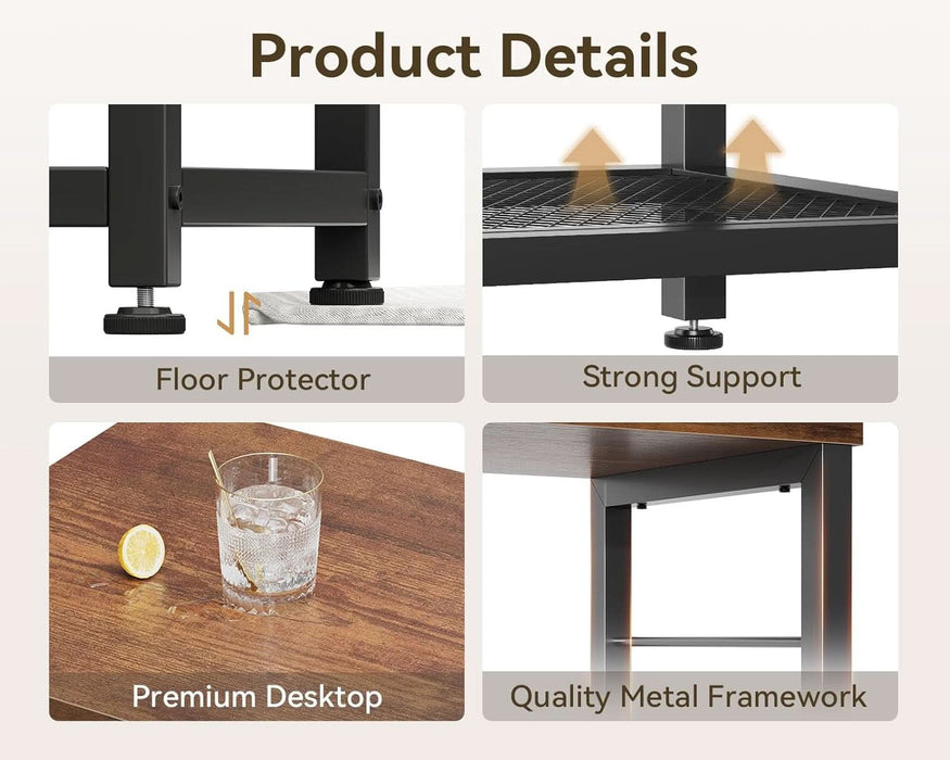 47" TV Stand with Open Storage Shelves up to 55 Inch Tvs, Entertainment Center with Fabric Drawers, TV Console Table with Soundbar Shelf TV Stand for Living Room Bedroom, Vintage and Black