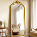 71"X32" Vintage Gold Arched Full Length Mirror with Carved