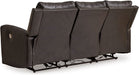 Boxmere Modern Leather Match Power Reclining Sofa with USB Ports, Dark Brown