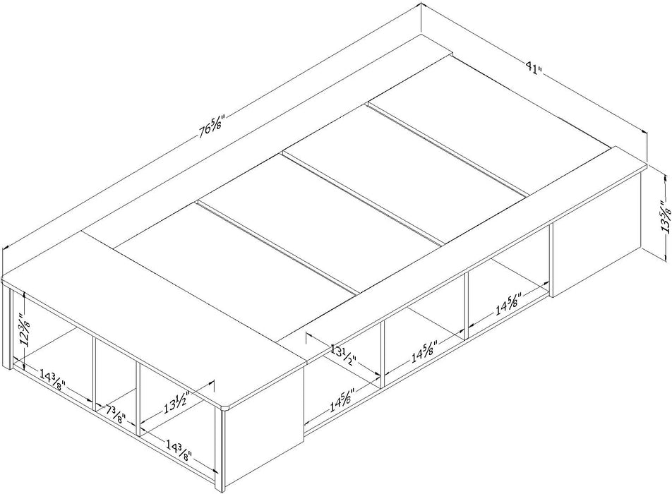 Flexible Platform Bed with Baskets Pure White, Contemporary