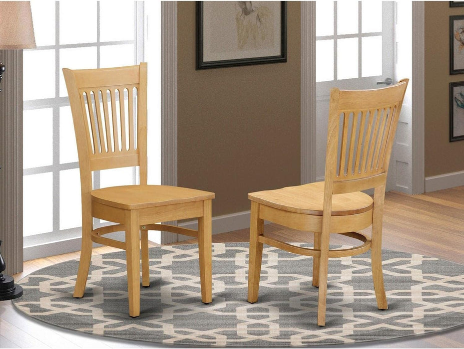 VAC-OAK-W Vancouver Kitchen Dining Chairs - Slat Back Wooden Seat Chairs, Set of 2, Oak