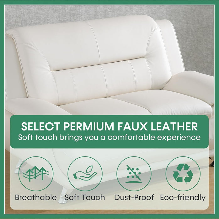 Leather Sofa Set,Leather Sofa Set for Living Room Furniture Sets, Loveseat Sofa with Chair 3-Piece for Living Room/Office/Apartment(White)