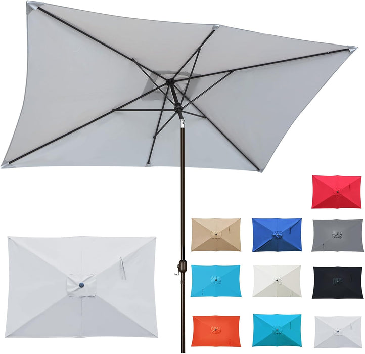 Rectangular Patio Umbrella, Table Market Umbrella with Tilt and Crank, Outdoor Umbrella for Garden, Deck, Backyard, Pool and Beach