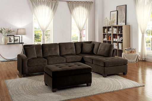 Emilio 2-Piece Reversible Sectional Sofa - Chocolate