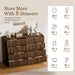 Walnut Dresser for Bedroom, Modern Dresser with 8 Drawers and Smooth Slides, Wide Chest of Drawers with Golden Handles for Bedroom, Closet, 15.7" D X 55" W X 37.4" H