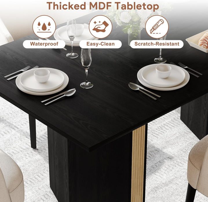 71 Inch Dining Table Black PremiumSolidWoodDurable