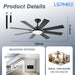 Ceiling Fan with Light & Remote Indoor/Outdoor Use 52 Inch Black