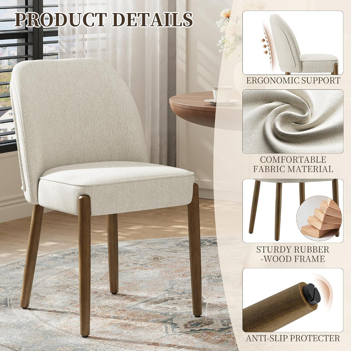 Barrel Modern Dining Chair, Upholstered Dining Chairs Set of 4, Beige