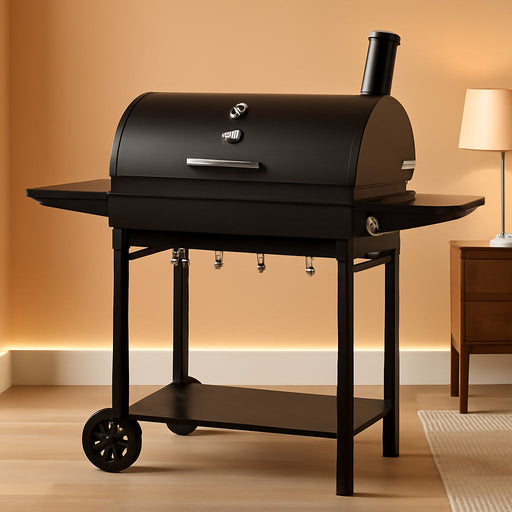 CC1830T 30-Inch Barrel Charcoal Grill with Warming Rack & Front Storage Basket, Outdoor BBQ Grill with 627 Sq. In. Grilling Area for Backyard Barbecue Cooking Party, Black