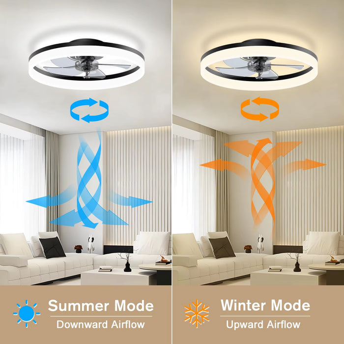 Smart Modern Ceiling Fan with Light Remote Control 6-Speed AC85-265V Lighting Fans for Bedroom and Living Room