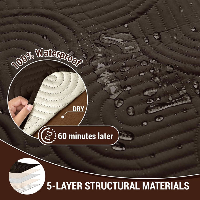 Waterproof Recliner Sofa Cover,Non Slip Couch Cover for Reclining Sofa Washable Furniture Protector with Elastic Straps Pocket for Kids, Pets (Chocolate, 3 Seater)