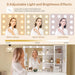 Vanity Desk with Mirror and Lights, Makeup Vanity with 4 Drawers, Cabinet & 4 Necklace Hooks, White Vanity with Mirror and 10 LED Lights, Dressing Table for Women, Bedroom, White