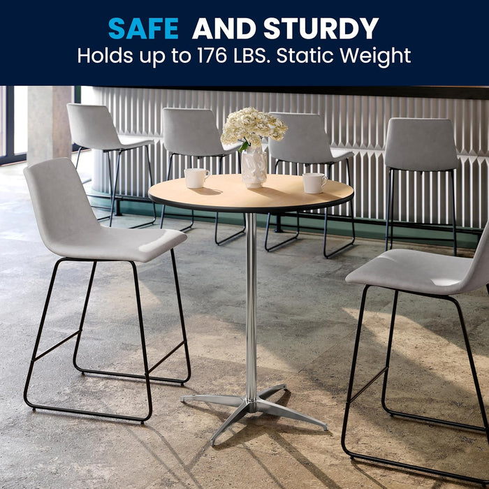 Natural Birch Wood Round Cocktail Table Adjustable